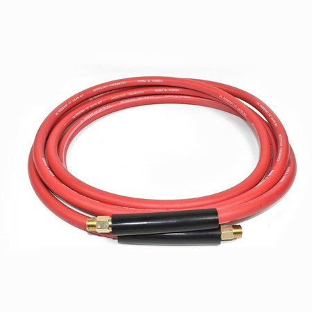 INTERSTATE PNEUMATICS 1/4 Inch x 12 ft Red Rhino Rubber Hose WP 300 PSI (1/4 Inch Male Swivel Barb Connector) HA44-012ES